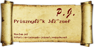 Prisznyák József névjegykártya